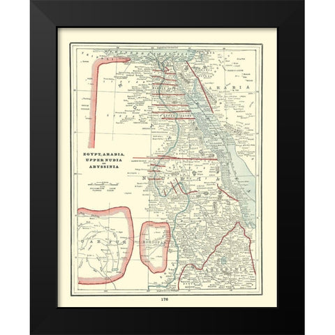 Middle East Egypt Arabia Nubia Abyssinia Black Modern Wood Framed Art Print by Rathbun