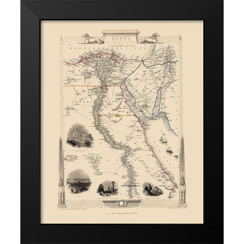 Middle East Egypt Arabia Peninsula - Tallis 1851 Black Modern Wood Framed Art Print by Tallis