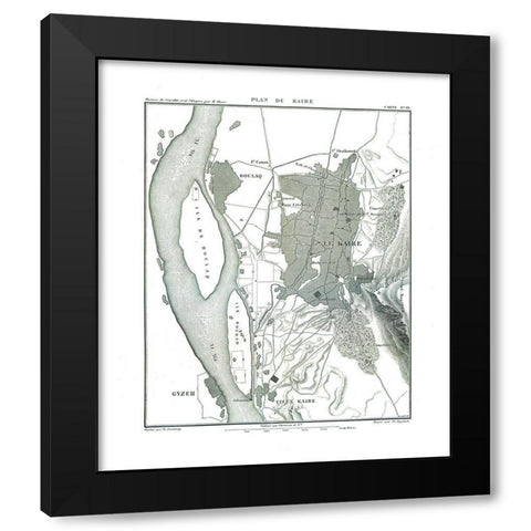 Africa Cairo Egypt - Thiers 1866 Black Modern Wood Framed Art Print with Double Matting by Thiers