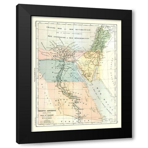 Middle East Ancient Egypt Arabia Canaan Black Modern Wood Framed Art Print by Cortambert