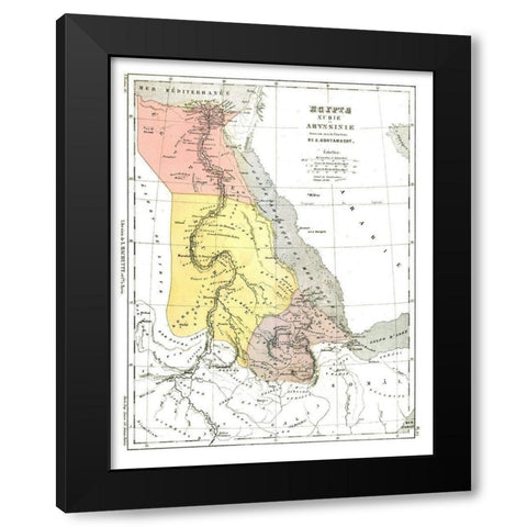 Africa Egypt - Cortambert 1880 Black Modern Wood Framed Art Print by Cortambert
