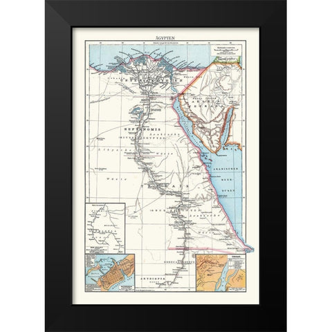 Africa Egypt - Droysen 1886 Black Modern Wood Framed Art Print by Droysen