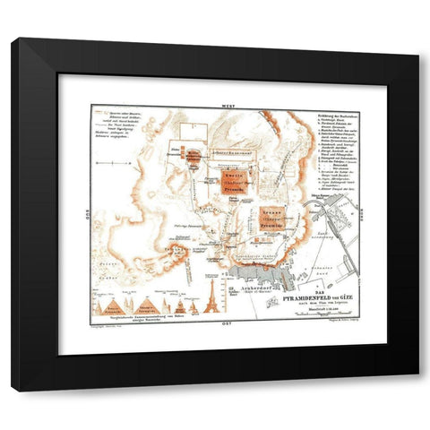 Africa Giza Necropolis Egypt - Baedeker 1913 Black Modern Wood Framed Art Print with Double Matting by Baedeker