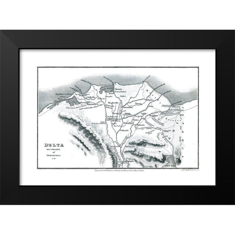 Africa Delta Egypt Herodotus - Oxford 1828 Black Modern Wood Framed Art Print by Oxford