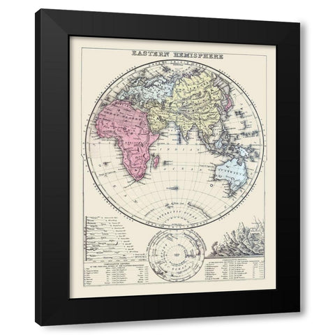 Eastern Hemisphere - Mitchell 1877 Black Modern Wood Framed Art Print with Double Matting by Mitchell