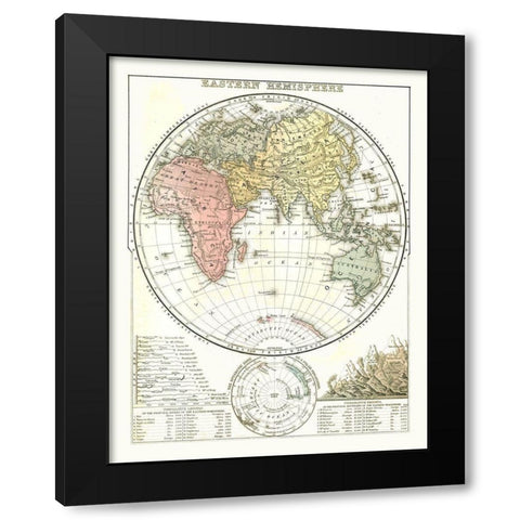 Eastern Hemisphere - Mitchell 1869 Black Modern Wood Framed Art Print by Mitchell