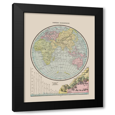 Eastern Hemisphere - Cram 1892 Black Modern Wood Framed Art Print by Cram