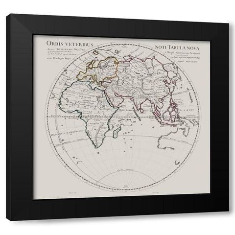 Eastern Hemisphere -De Lisle 1731 Black Modern Wood Framed Art Print with Double Matting by De L''isle
