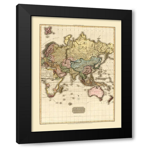 Eastern Hemisphere - Strand 1812 Black Modern Wood Framed Art Print with Double Matting by Strand