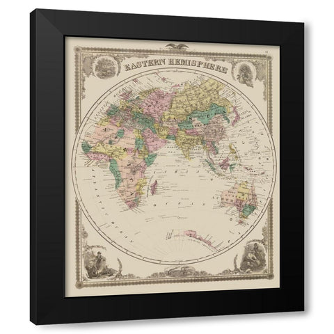 Eastern Hemisphere - Andreas 1875 Black Modern Wood Framed Art Print by Andreas