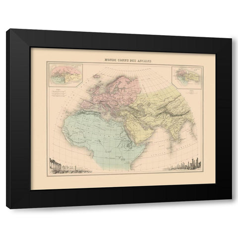 World as Known to Ancients - Willard 1827 Black Modern Wood Framed Art Print by Willard