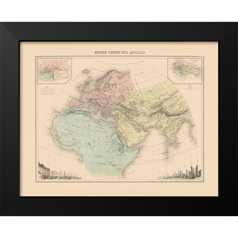 World as Known to Ancients - Willard 1827 Black Modern Wood Framed Art Print by Willard