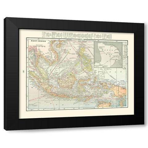 East Indies China Philippines - Cram 1898 Black Modern Wood Framed Art Print by Cram