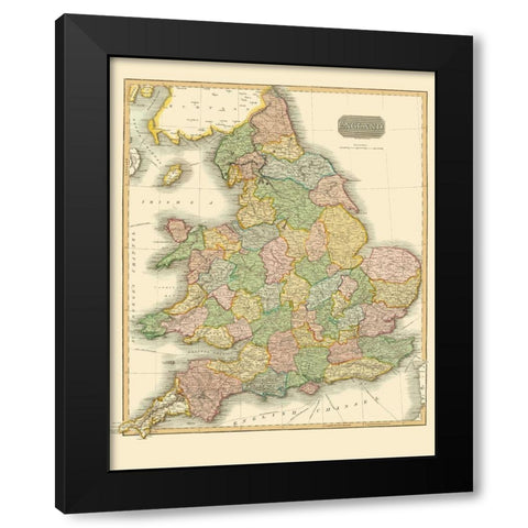 Great Britain England - Thomson 1814 Black Modern Wood Framed Art Print with Double Matting by Thomson