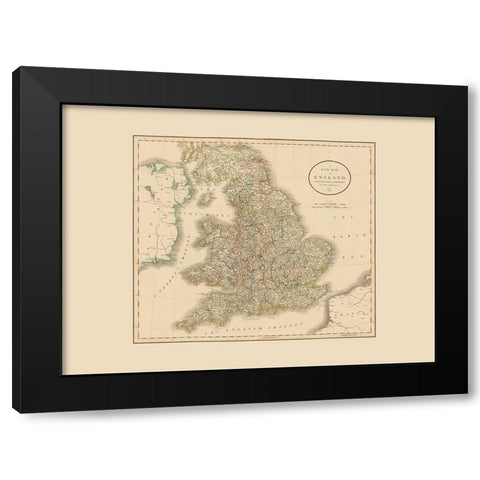 Great Britain England - Cary 1807 Black Modern Wood Framed Art Print with Double Matting by Cary