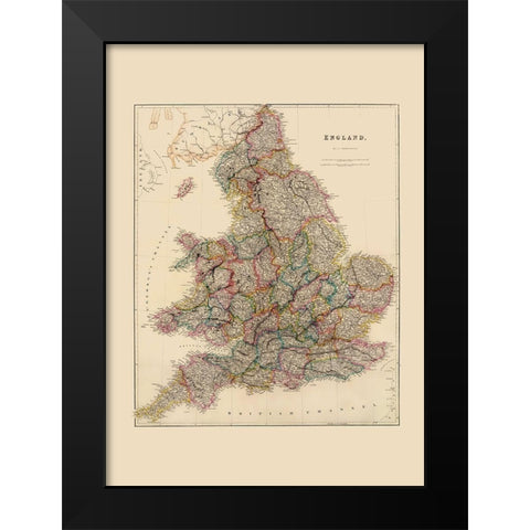 Great Britain England - Arrowsmith 1844 Black Modern Wood Framed Art Print by Arrowsmith