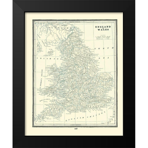 Great Britain England Wales - Rathbun 1893 Black Modern Wood Framed Art Print by Rathbun