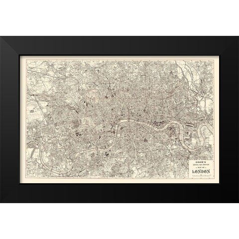London Literary Historical England - Cook 1899 Black Modern Wood Framed Art Print by Cook