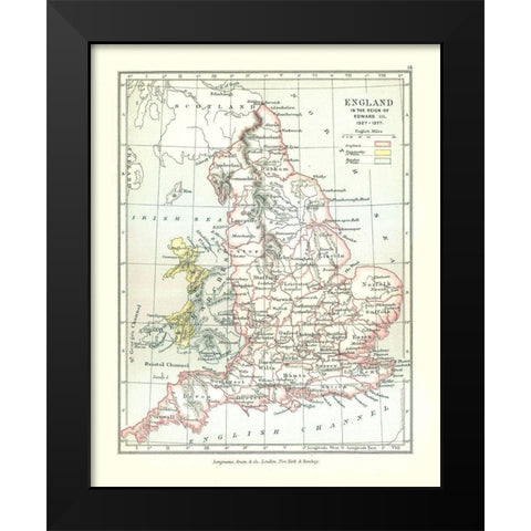 Reign of Edward III England - Gardiner 1902 Black Modern Wood Framed Art Print by Gardiner