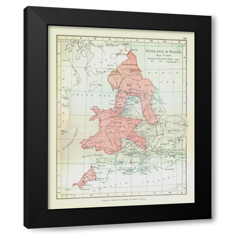 England Wales 1643 - Gardiner 1902 Black Modern Wood Framed Art Print by Gardiner
