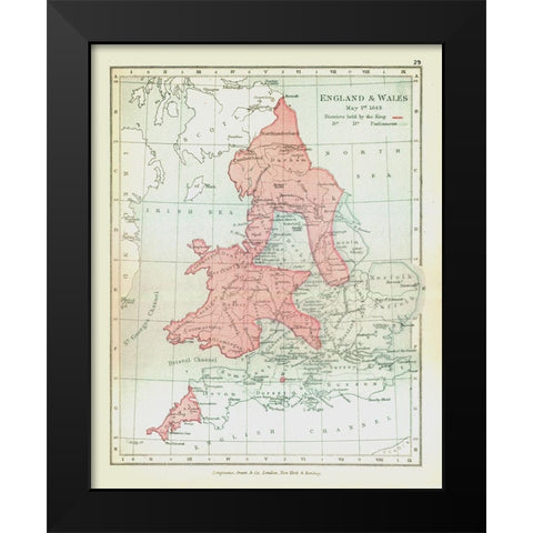 England Wales 1643 - Gardiner 1902 Black Modern Wood Framed Art Print by Gardiner