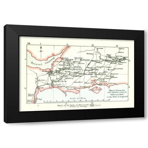 Campaigns 1685 England - Gardiner 1902 Black Modern Wood Framed Art Print by Gardiner