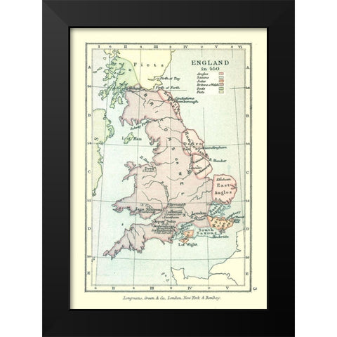 England in 550 - Gardiner 1902 Black Modern Wood Framed Art Print by Gardiner
