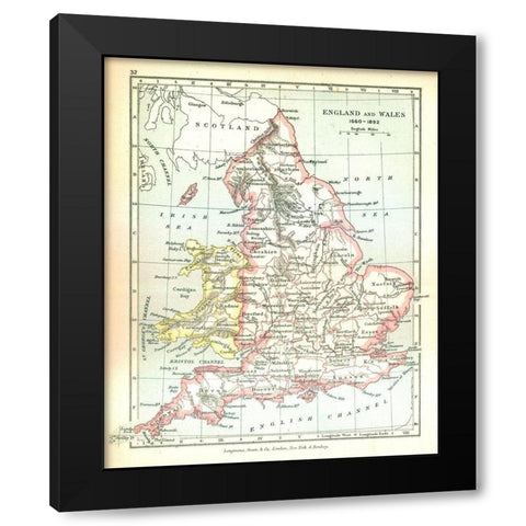 England Wales 1660 - Gardiner 1902 Black Modern Wood Framed Art Print by Gardiner