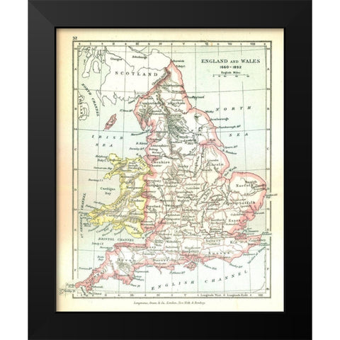 England Wales 1660 - Gardiner 1902 Black Modern Wood Framed Art Print by Gardiner