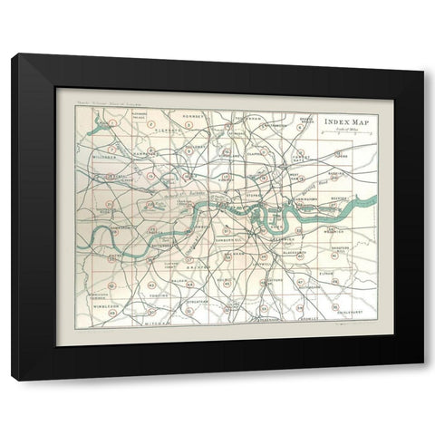 Index Atlas of London England - Philip 1902 Black Modern Wood Framed Art Print by Philip