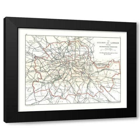 County of London England - Philip 1904 Black Modern Wood Framed Art Print with Double Matting by Philip