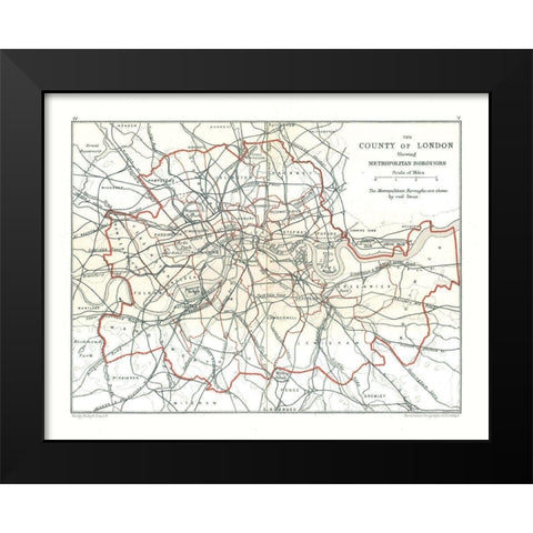 County of London England - Philip 1904 Black Modern Wood Framed Art Print by Philip
