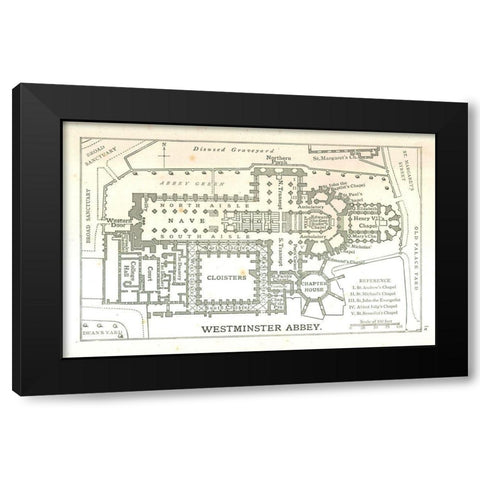 Westminster Abbey England - Philip 1904 Black Modern Wood Framed Art Print by Philip