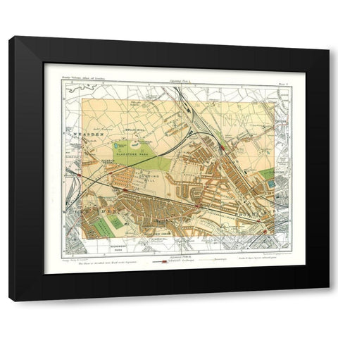 Cricklewood London England - Philip 1904 Black Modern Wood Framed Art Print by Philip