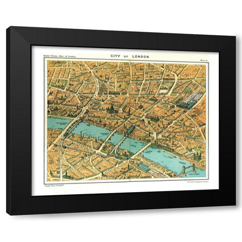 City of London England - Philip 1904 Black Modern Wood Framed Art Print with Double Matting by Philip
