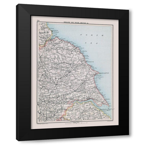 Northeast England - Bartholomew 1892 Black Modern Wood Framed Art Print by Bartholomew