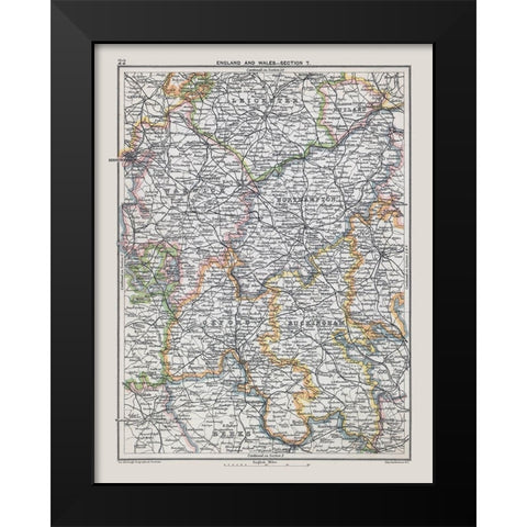 Southeast England - Bartholomew 1892 Black Modern Wood Framed Art Print by Bartholomew