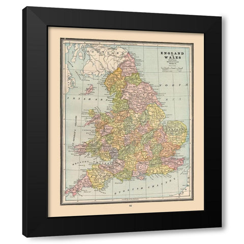 England Wales - Cram 1888 Black Modern Wood Framed Art Print with Double Matting by Cram