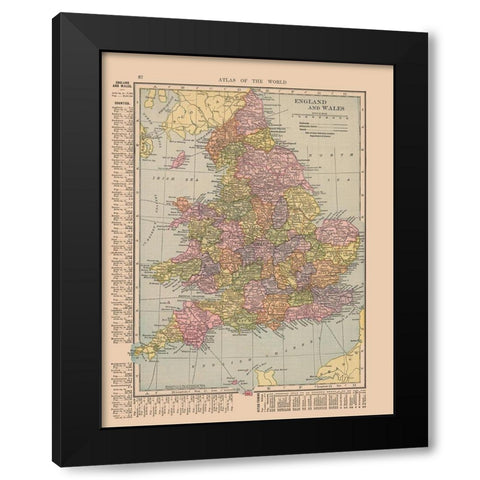 England Wales - Hammond 1910 Black Modern Wood Framed Art Print by Hammond
