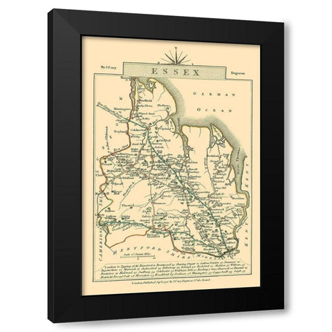Great Britain Essex County England - Cary 1792 Black Modern Wood Framed Art Print by Cary