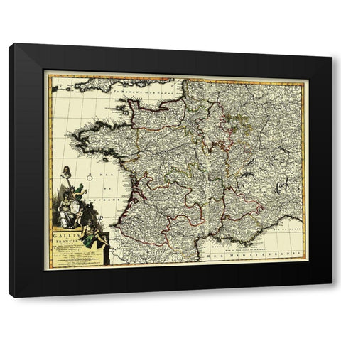 Western Part Europe with France - 1653 Black Modern Wood Framed Art Print by Unknown