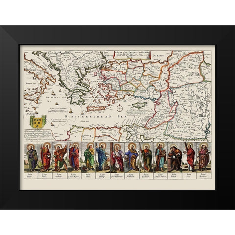 Mediterranean Apostles Travels Voyages Italy Black Modern Wood Framed Art Print by Loivther
