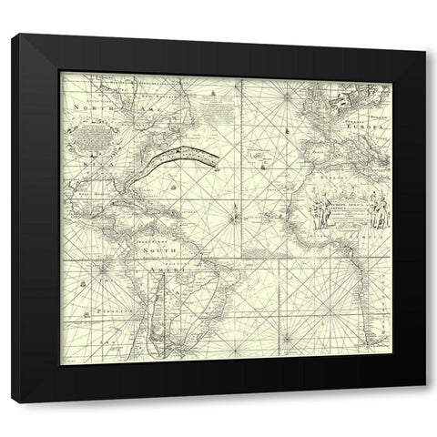 Europe Africa America - Wright 1768 Black Modern Wood Framed Art Print by Wright