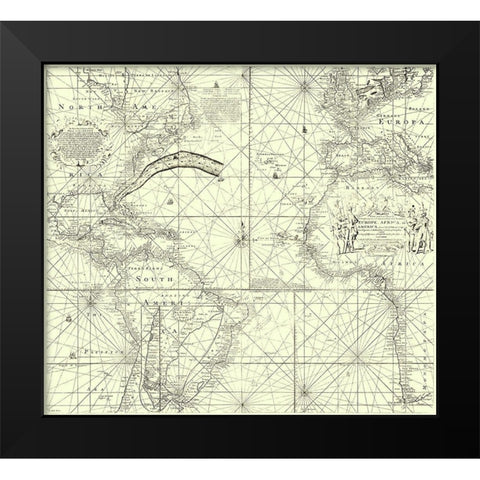 Europe Africa America - Wright 1768 Black Modern Wood Framed Art Print by Wright
