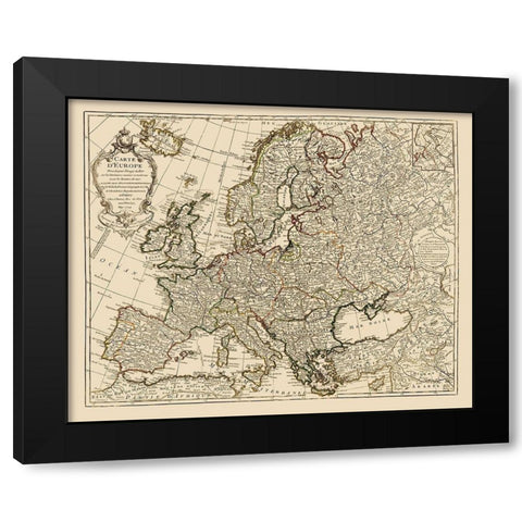 Europe - De Lisle 1731 Black Modern Wood Framed Art Print with Double Matting by De L''isle