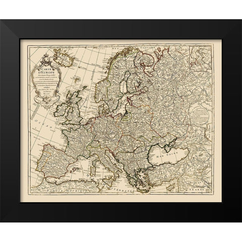 Europe - De Lisle 1731 Black Modern Wood Framed Art Print by De L''isle