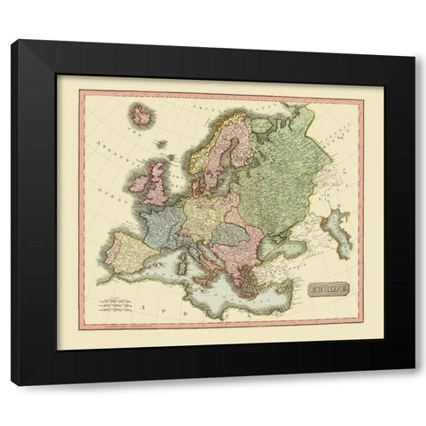Norway Spain Portugal France Germany Hungary Black Modern Wood Framed Art Print by Thomson