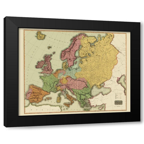 Europe after Congress of Vienna Austria Hungary Black Modern Wood Framed Art Print with Double Matting by Thomson