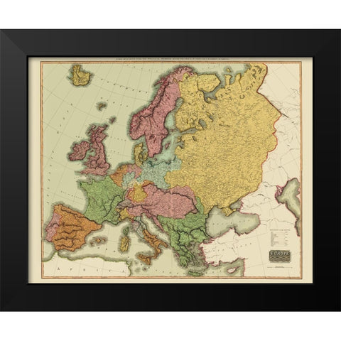 Europe after Congress of Vienna Austria Hungary Black Modern Wood Framed Art Print by Thomson