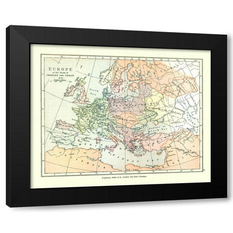 Europe in 814 - Gardiner 1902 Black Modern Wood Framed Art Print with Double Matting by Gardiner